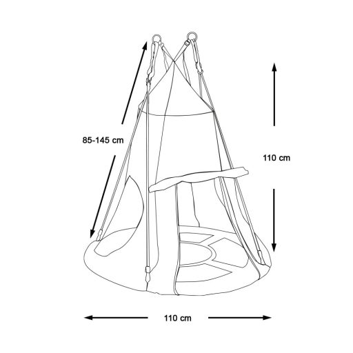 Leagan cuib-110 cm-rosu-cu cort