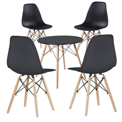 Set de 4 scaune moderne pentru dining cu masă, 3 culori - negru