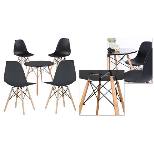 Set de 4 scaune moderne pentru dining cu masă, 3 culori - negru