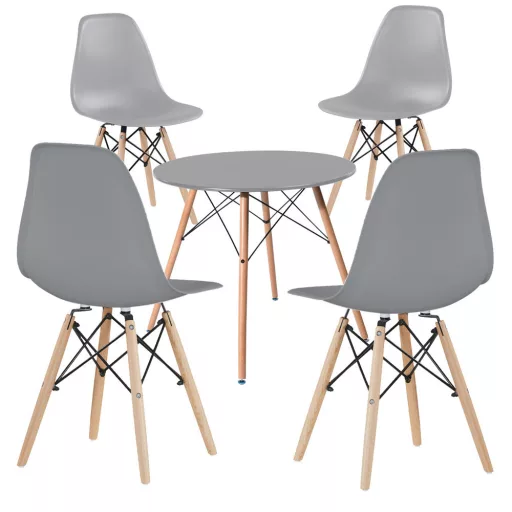 Set de 4 scaune moderne pentru dining cu masă, în 3 culori - gri