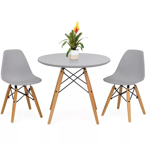 Set de 4 scaune moderne pentru dining cu masă, în 3 culori - gri