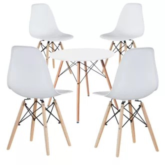   Set de 4 scaune moderne pentru dining cu masă, în 3 culori - alb
