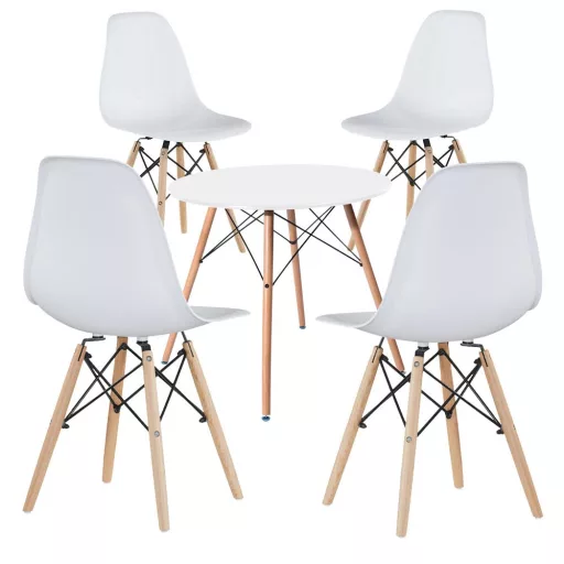 Set de 4 scaune moderne pentru dining cu masă, în 3 culori - alb