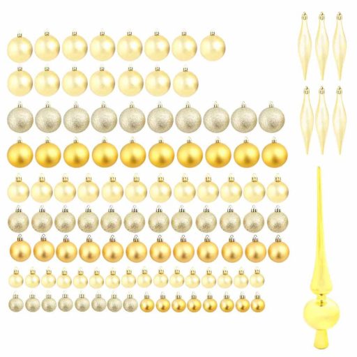 Set ornamente de brad, 112 piese-auriu