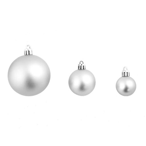 Set ornamente de brad, 112 piese-argintiu