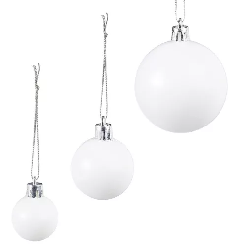 Set ornamente de brad, 112 piese-alb