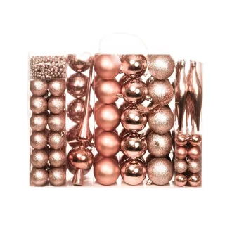 Set ornamente de brad, 112 piese-rosegold