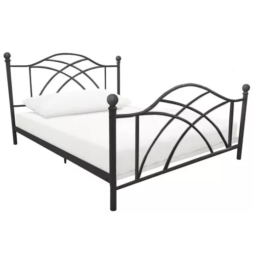 Cadru pat metalic Lotti cu grilaj cadou-90x200 cm-negru