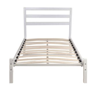 Cadru pat metalic Bella cu grilaj cadou-90x200 cm-alb