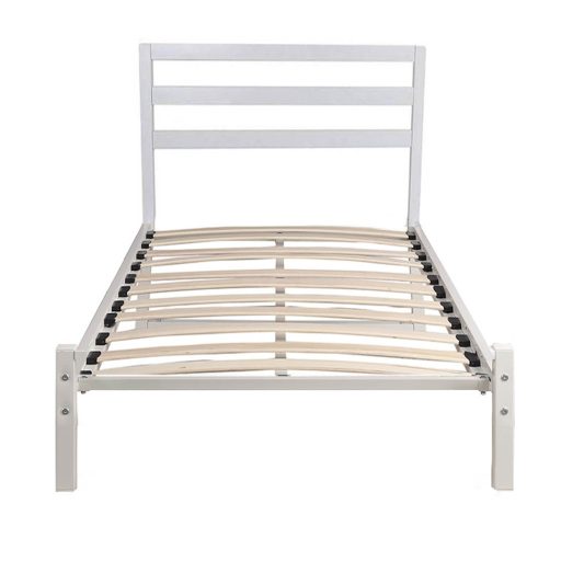 Cadru pat metalic Bella cu grilaj cadou-90x200 cm-alb