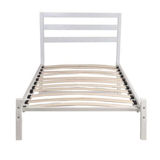 Cadru pat metalic Bella cu grilaj cadou-90x200 cm-alb