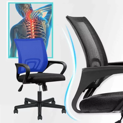 Scaun de birou rotativ cu cotiere-negru