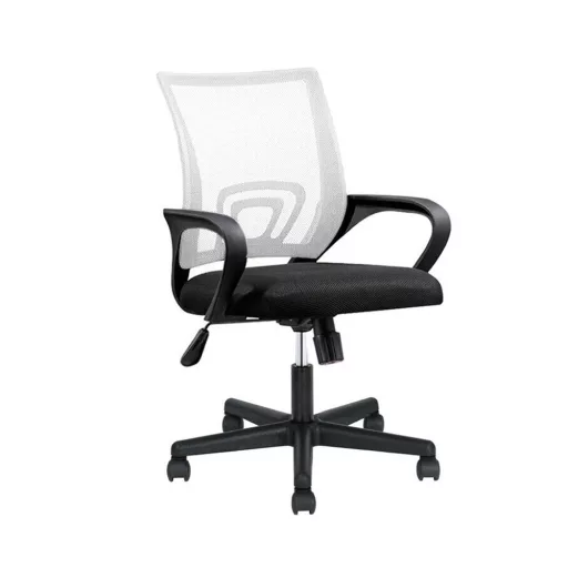 Scaun de birou rotativ cu cotiere-alb