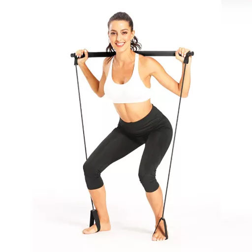 Bara fitness cu corzi de cauciuc