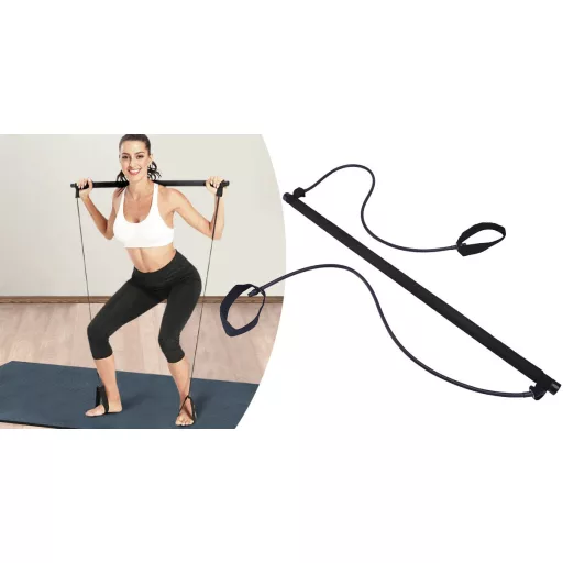 Bara fitness cu corzi de cauciuc