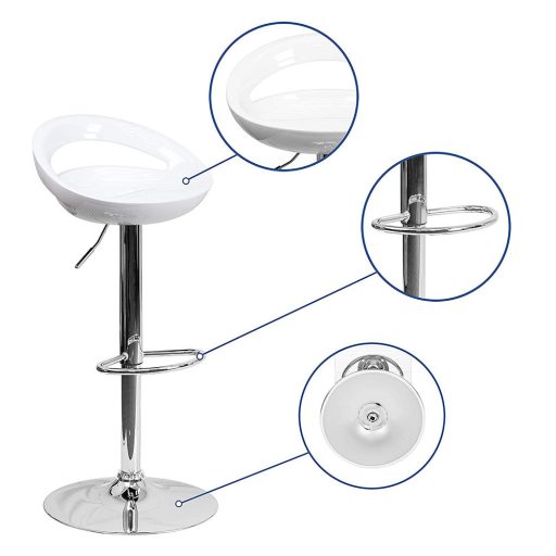 2 buc scaune de bar Kitti-alb