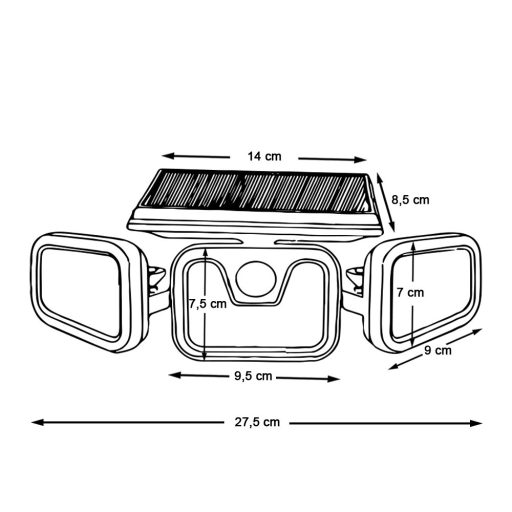 Lampa solara cu 3 panouri rotative