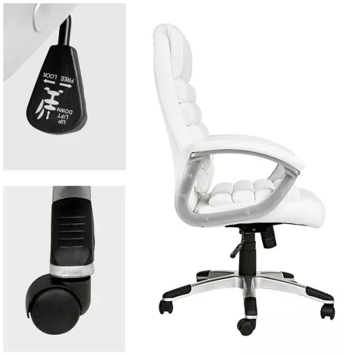 Scaun de birou directorial premium-alb