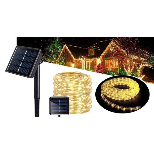 Ghirlanda luminoasa solara decorativa, 10m, alb cald