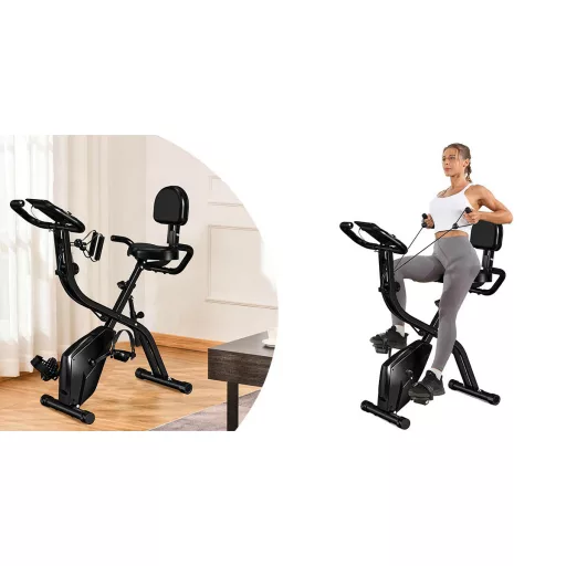 Bicicleta de camera cu spatar si corzi elastice