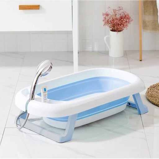 Cadita pliabila bebe cu plasa-albastru