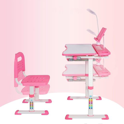 Birou multifunctional copii, inaltime reglabila, roz