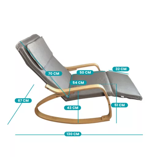 Scaun balansoar cu suport reglabil pentru picioare - Gri