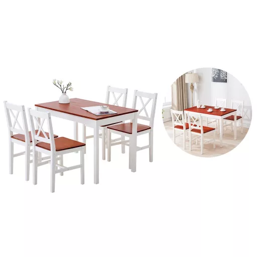 Masă de dining cu 4 scaune