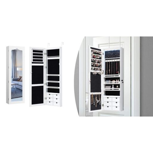 Suport bijuterii de perete cu oglinda si iluminare