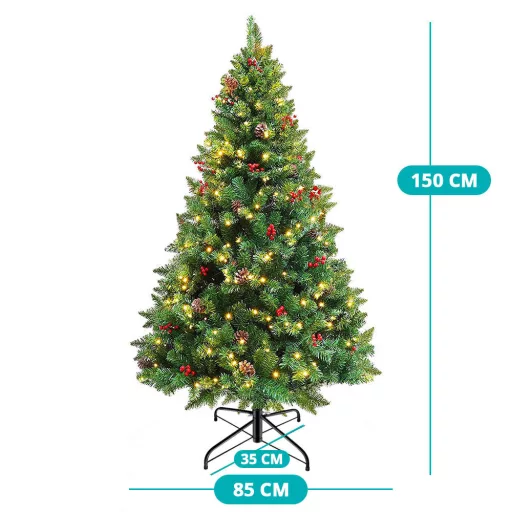 Brad artificial, cu 180 LED-uri, alb cald-150 cm