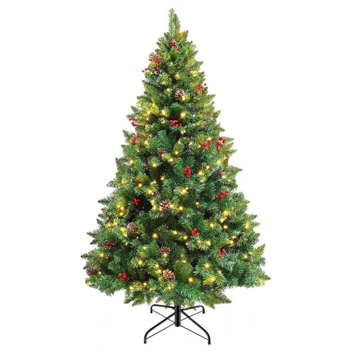 Brad artificial, cu 260 LED-uri, alb cald-180 cm
