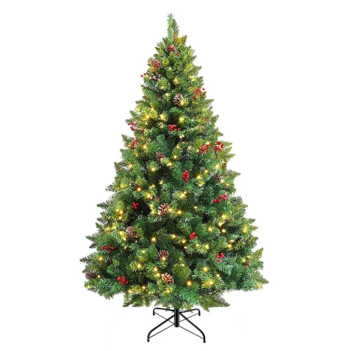 Brad artificial, cu 320 LED-uri, alb cald-210 cm