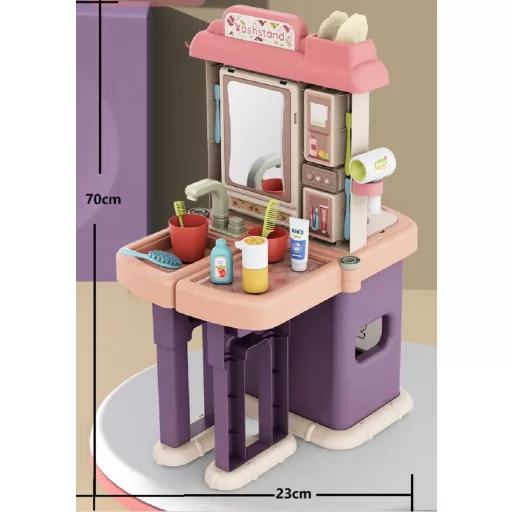 Set de bucatarie si baie de jucarie 2 in1, 43 piese