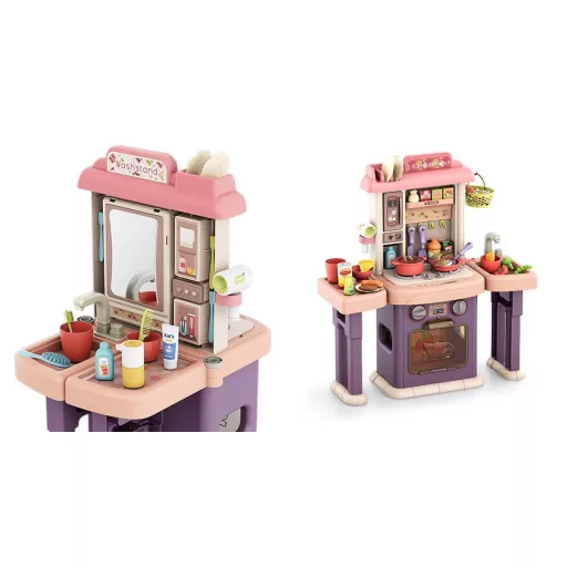 Set de bucatarie si baie de jucarie 2 in1, 43 piese