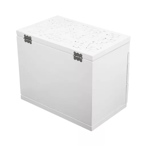 Cutie de bijuterii cu 6 compartimente, alb