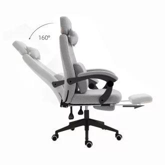   Scaun de birou rotativ cu tetiera si suport pentru picioare-gri dechis