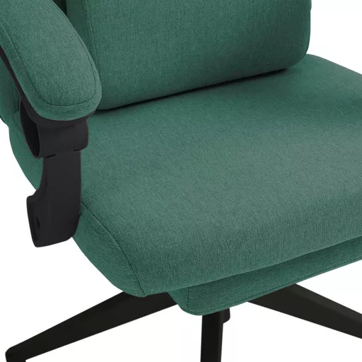 Scaun de birou rotativ cu tetiera si suport pentru picioare, verde