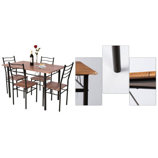 Masă de dining cu cadru metalic și 4 scaune