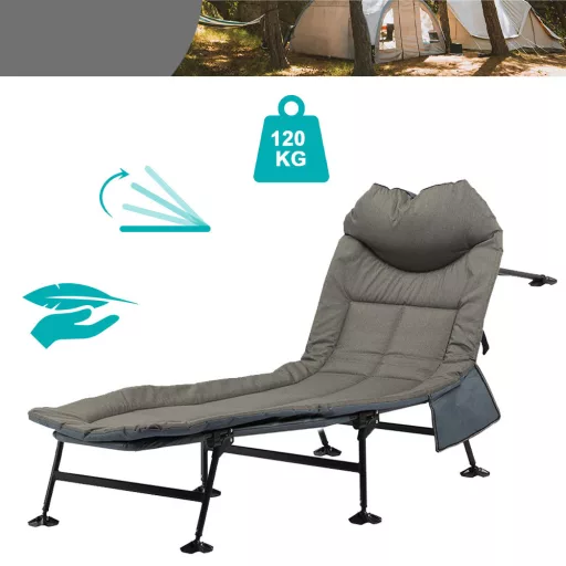 Pat de camping cu design pliabil