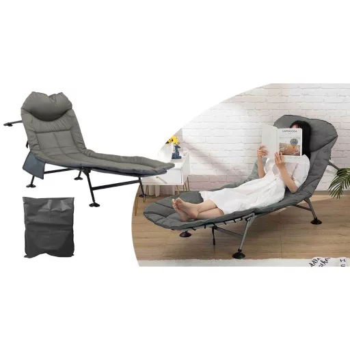 Pat de camping cu design pliabil