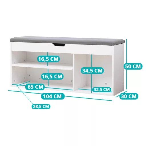 Banca de depozitare pantofi cu sezut captusit