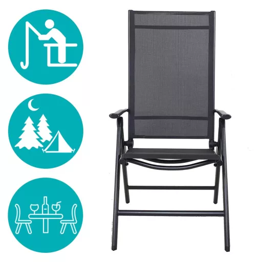 Scaun pliabil de gradina din aluminiu, 2 buc