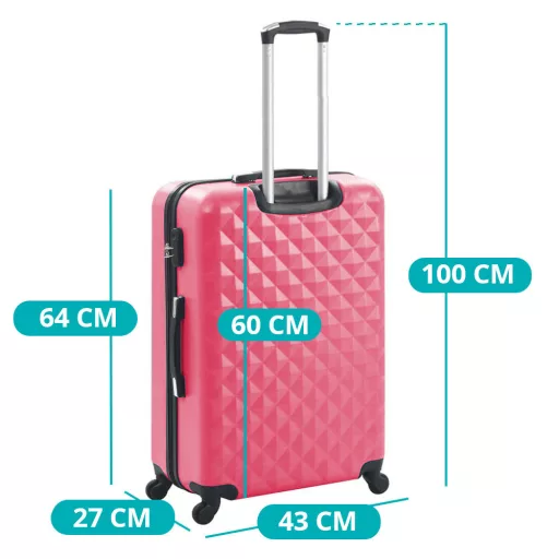 Set valiza de calatorie cu geanta cosmetica-roz nalba