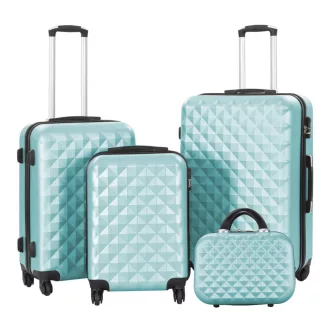 Set valiza de calatorie cu geanta cosmetica-verde menta