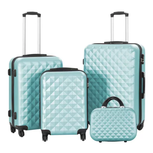 Set valiza de calatorie cu geanta cosmetica-verde menta