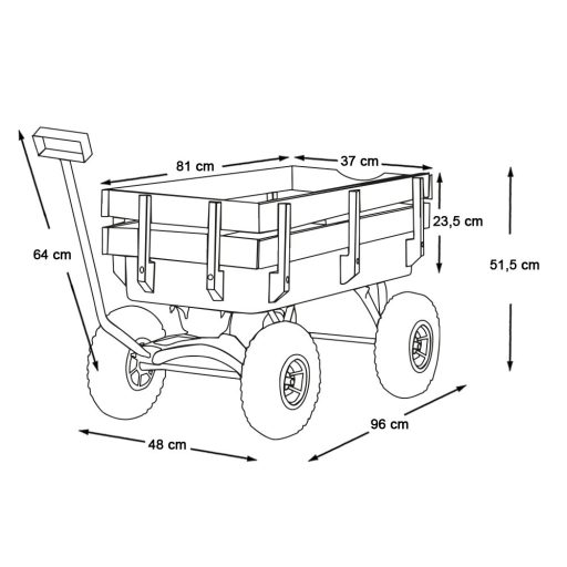 Carucior metalic de gradina-capacitate de incarcare 150 kg