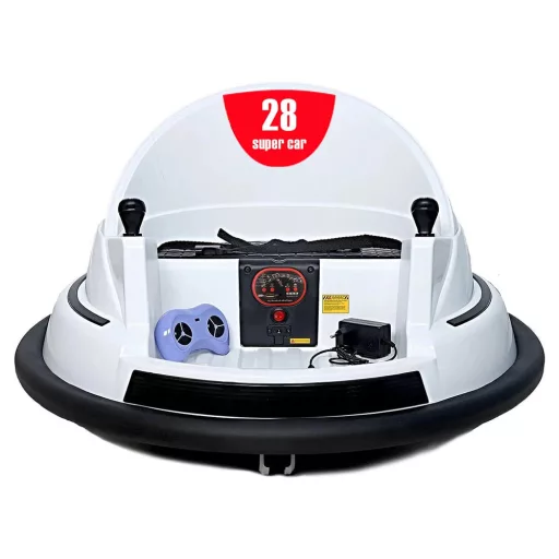 Dodgem electric pentru copii, 6V, cu baterie si telecomanda, alb