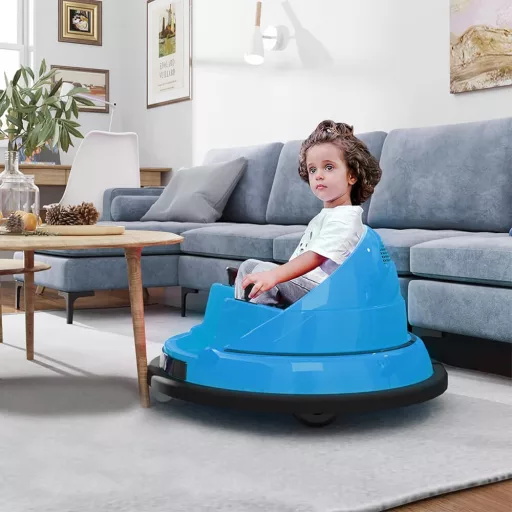Dodgem electric pentru copii, 6V, cu baterie si telecomanda, albastru