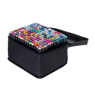 Set de 168 markere cu doua varfuri in geanta cadou