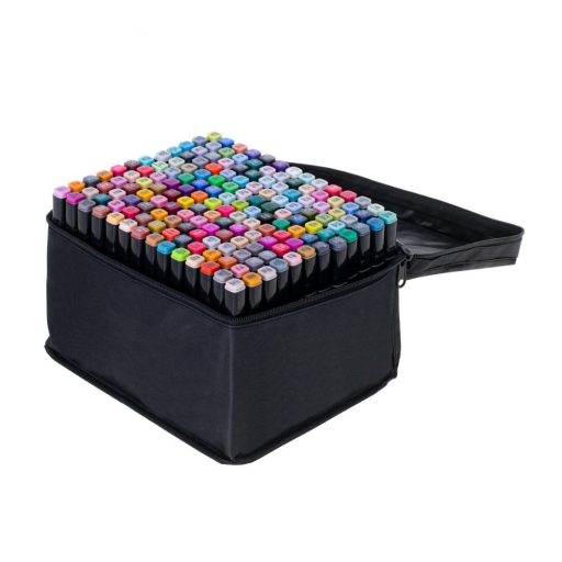 Set de 168 markere cu doua varfuri in geanta cadou